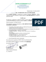 Centro Veterinario V.E.: Certificado Veterinario de Salud 0002/2022/005