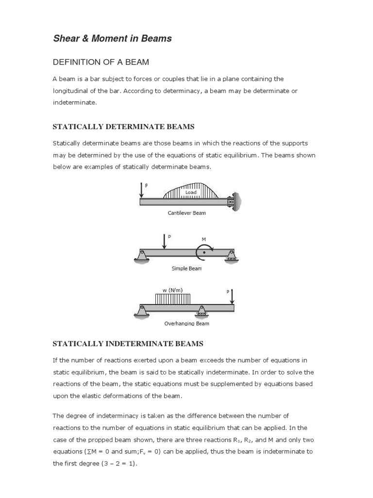 Shear and Moment in Beams | PDF | Beam (Structure) | Bending