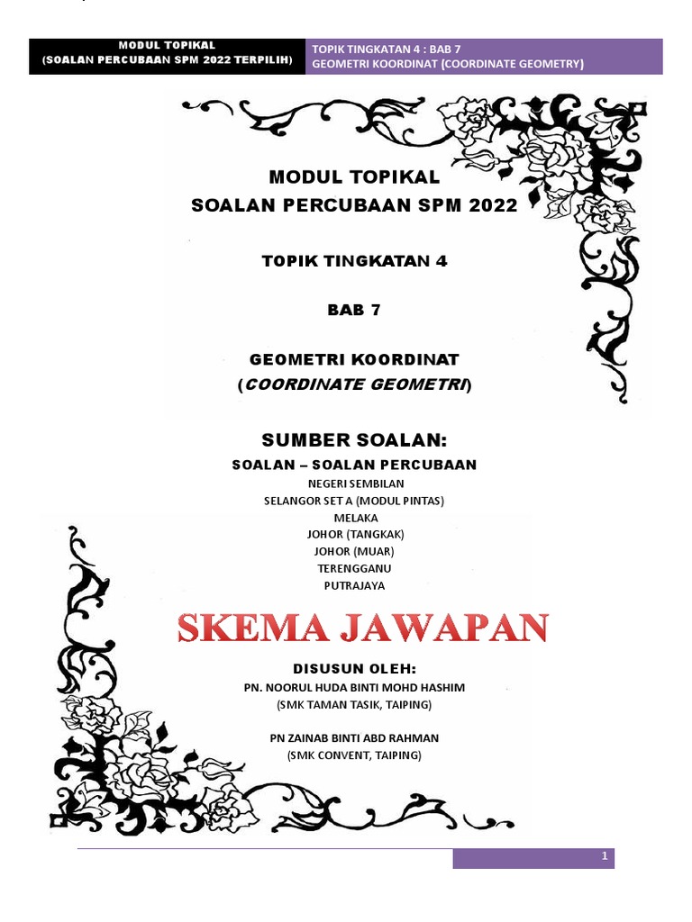 T4 Bab 7 Geometri Koordinat Stpspm 2022 Skema Pdf