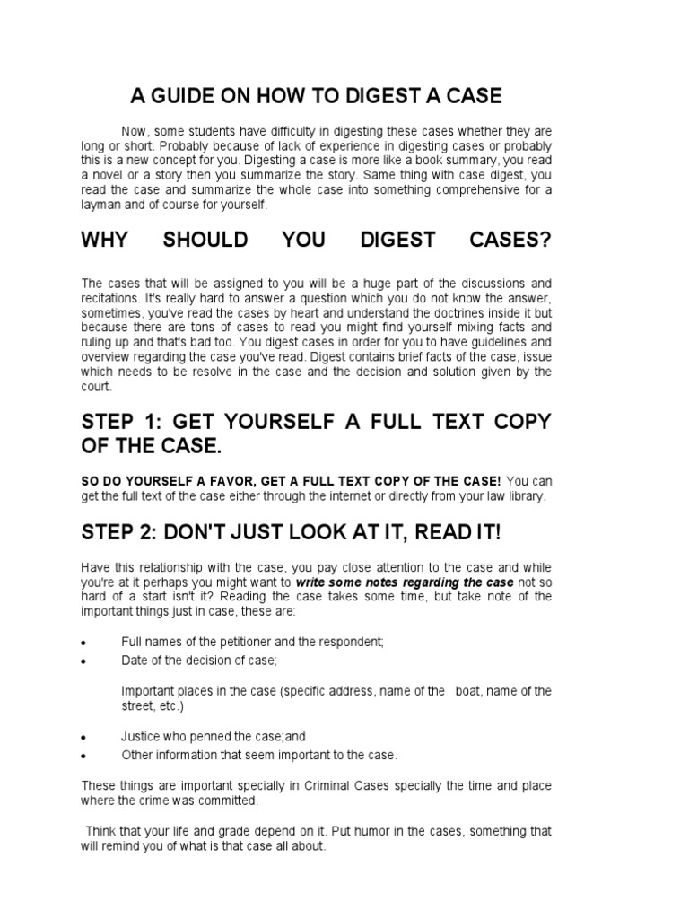 Case Digest Writing Guide | PDF | Political Law | Governance