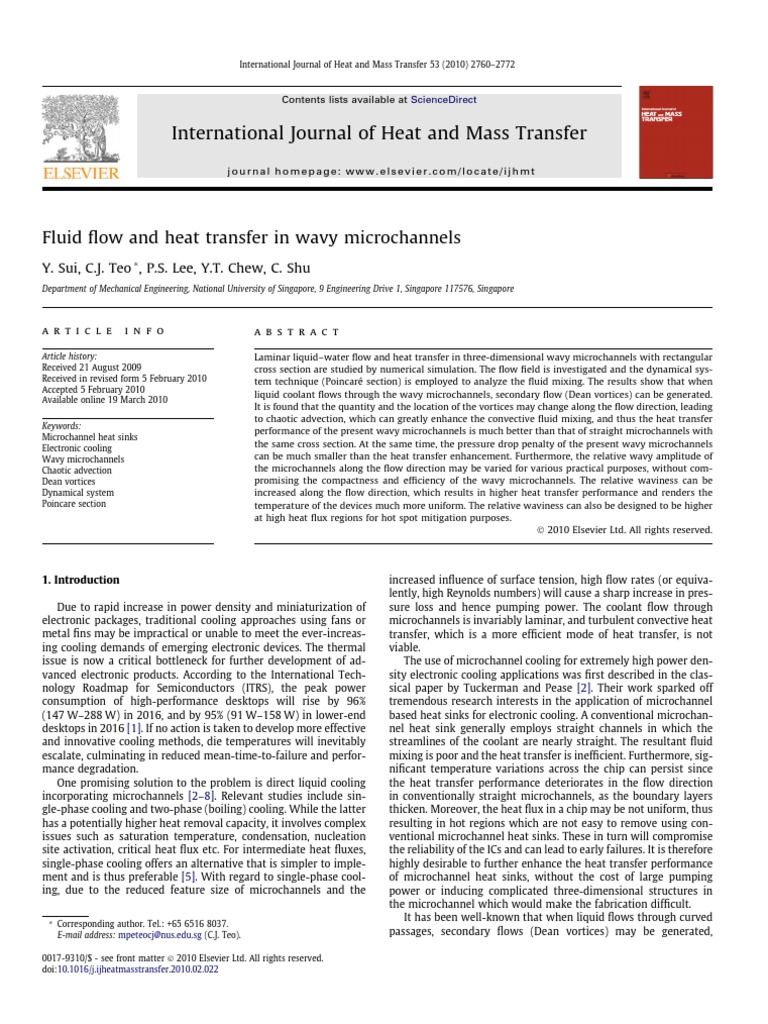Fluid Flow and Heat Transfer - Y. Sui | PDF | Reynolds Number | Fluid ...
