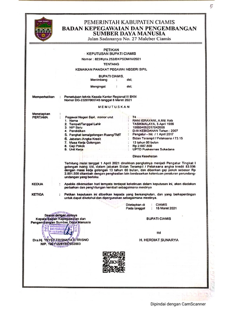 SK Pangkat & Gol 2021 | PDF