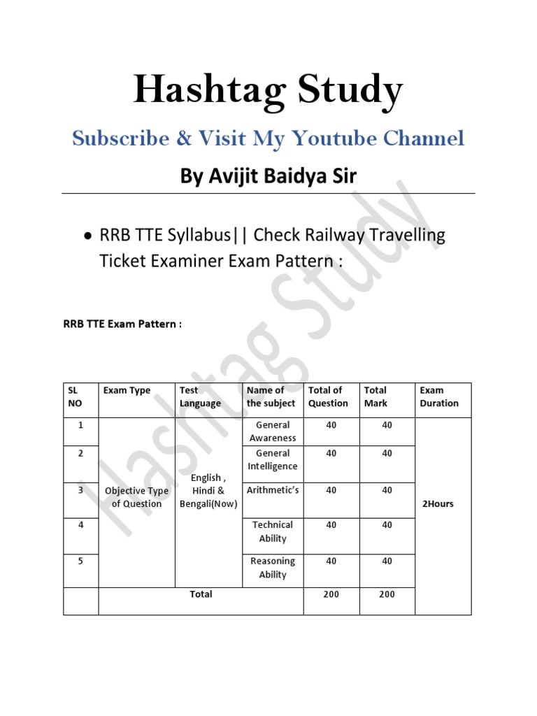 RRB TTE Exam Preparation An Overview Of The Exam Pattern Syllabus 