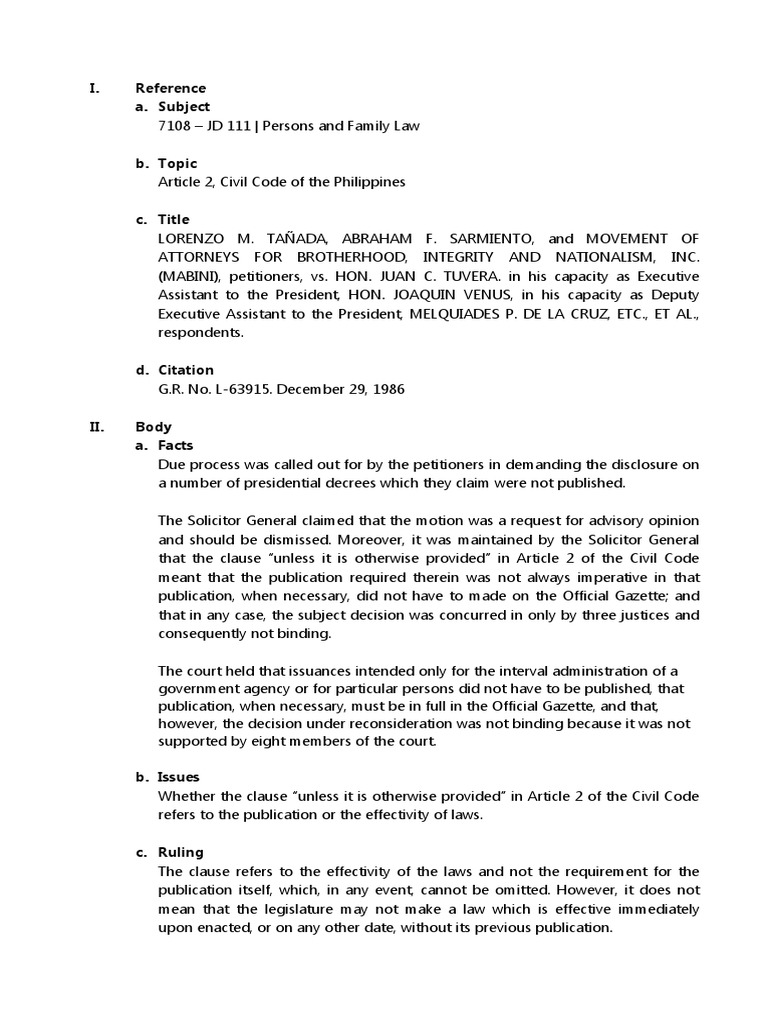 GR 63915 Case Digest: Publication Laws | PDF | Bill (Law) | Justice