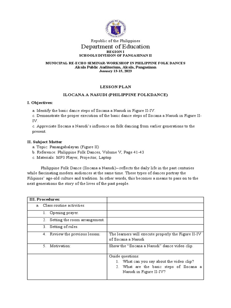 Folkdance Lesson Plan Pdf Dances Learning