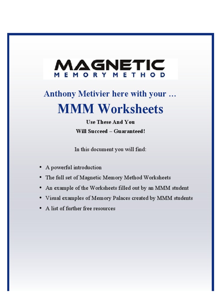 Memory Method Worksheets For Printing PDF