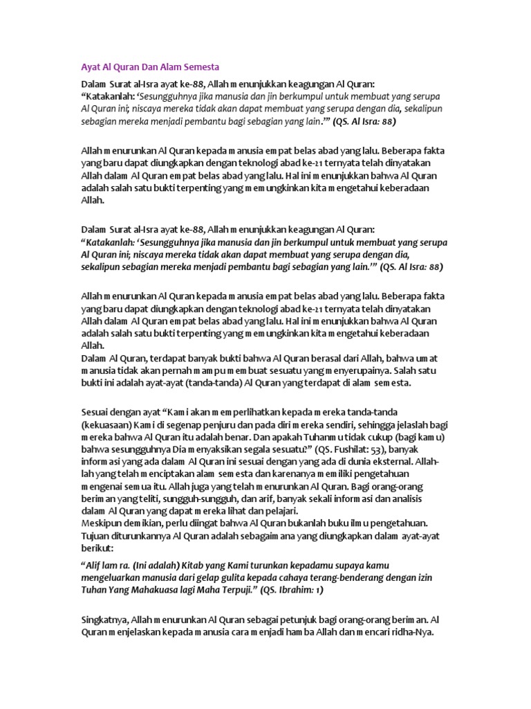Ayat Al Quran Dan Alam Semesta Pdf