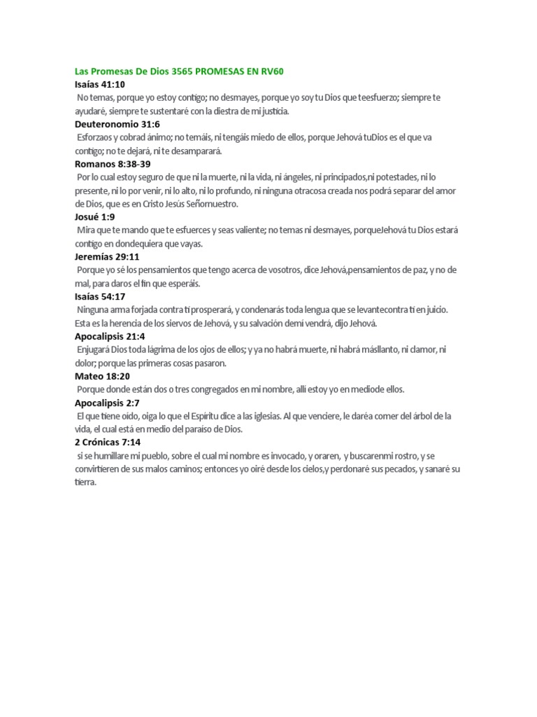 Las Promesas de Dios 3565 PROMESAS EN RV60 | PDF