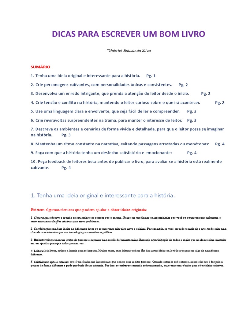 Dicas para escrever um bom livro | PDF | Narrativa | Pensamento