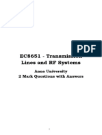 EC8651 - Transmission Lines and RF Systems Anna University 2 Mark Questions