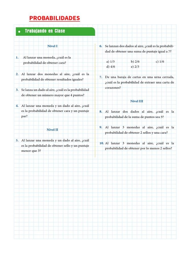 Ejercicios de Probabilidad para Secundaria | PDF | Juegos y actividades