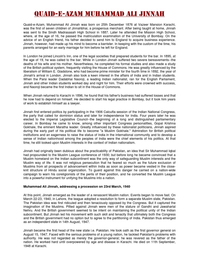 Biography On Quaid | PDF