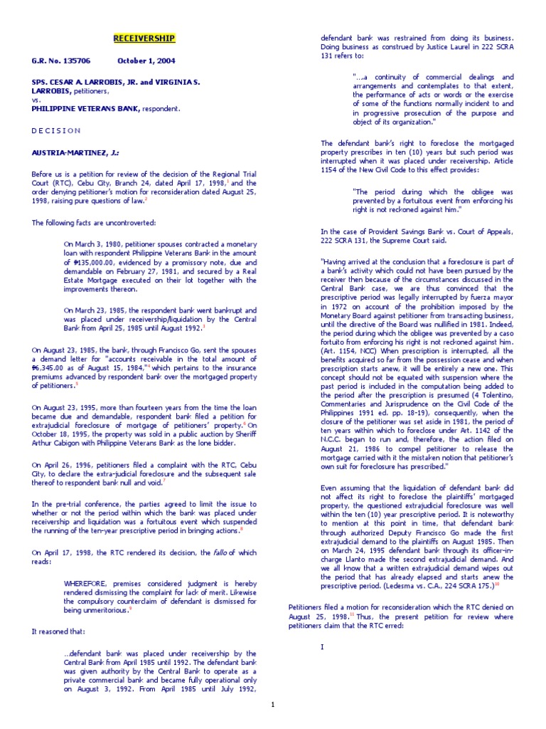 RECEIVERSHIP Cases PDF Foreclosure Bankruptcy