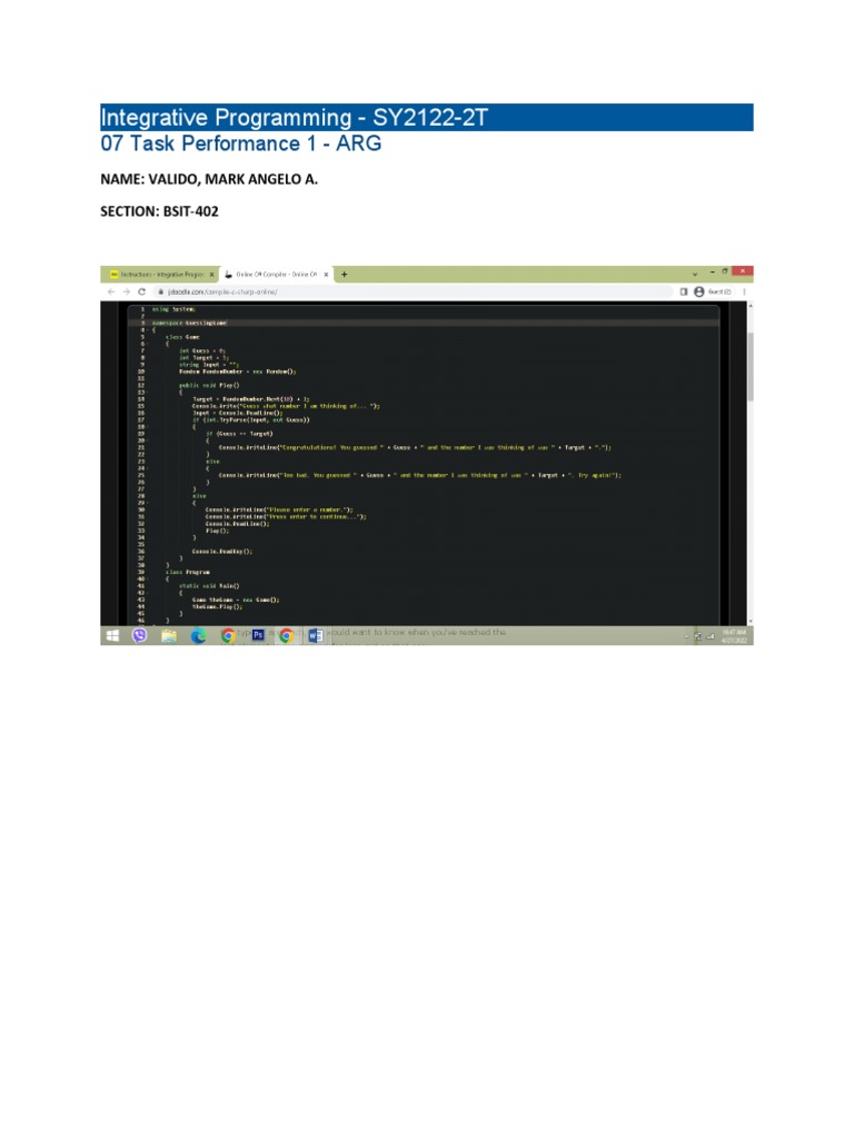 07 Task Performance 1 - ARG | PDF