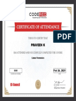Certificate earned for Linux Forensics course