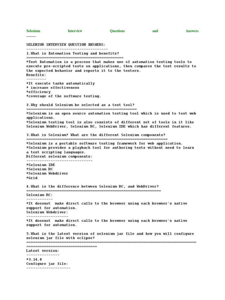 15.B. Selenium Interview Questions.pdf PDF Selenium (Software) Systems Engineering