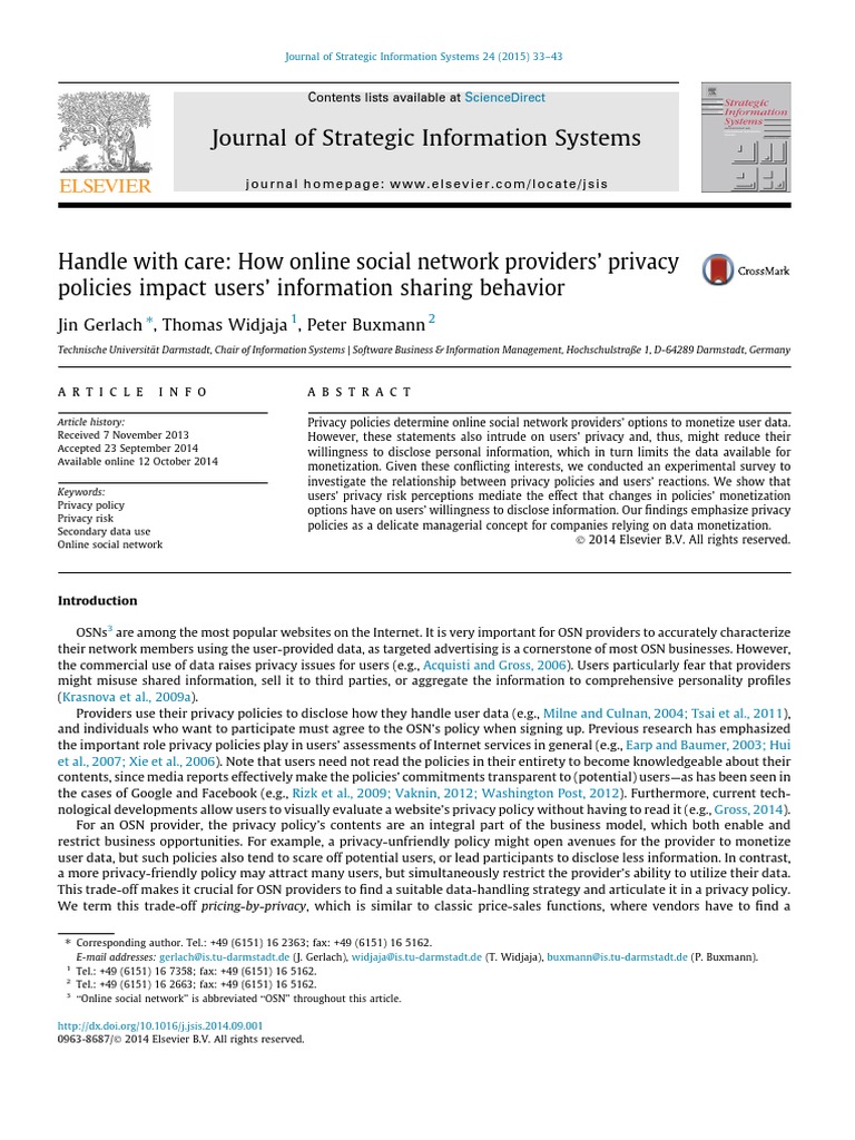 Impact of Privacy Policies on User Sharing | PDF | Privacy | Risk