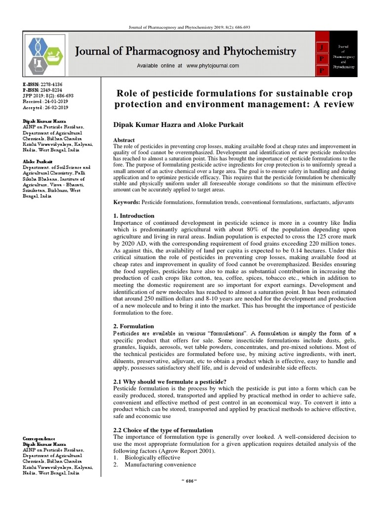Sustainable Pesticide Formulations Review | PDF | Emulsion ...
