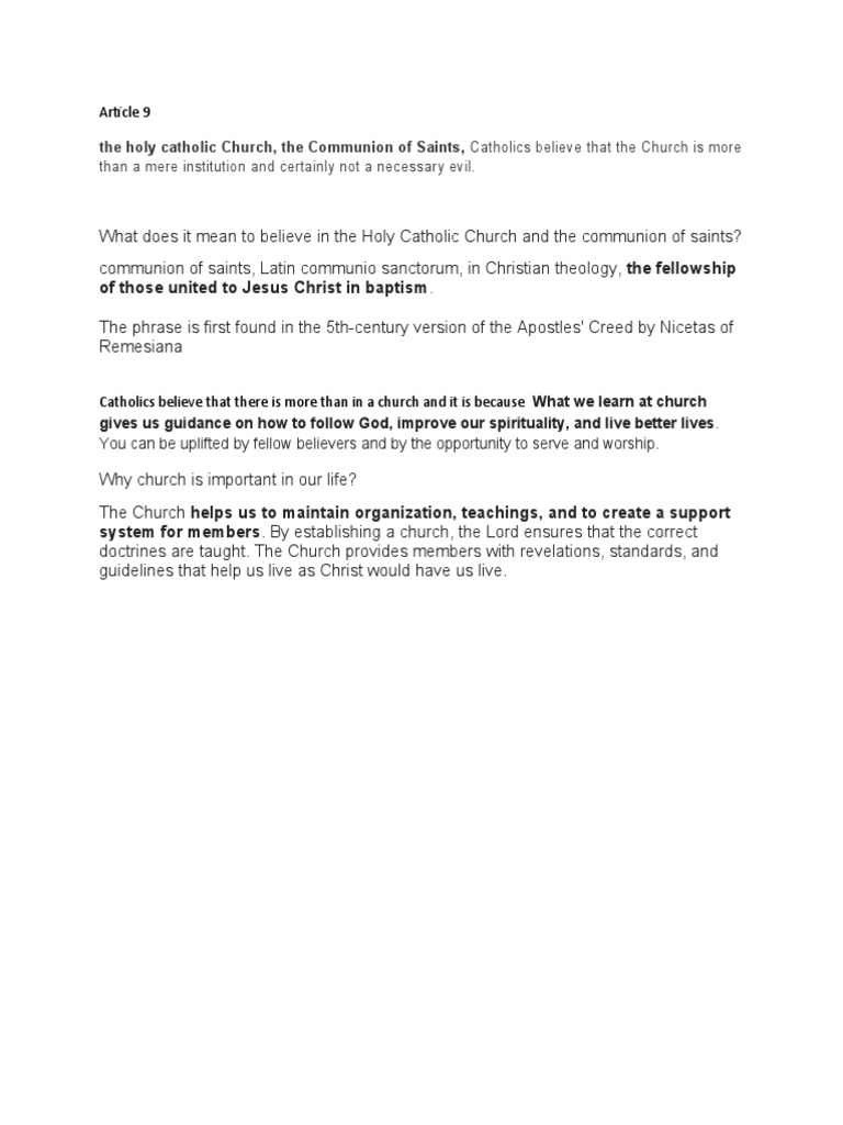 Creed Explanation Article 9 PDF