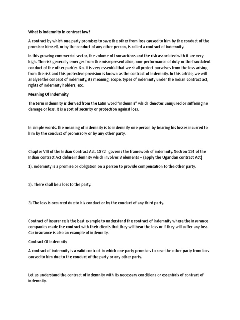 Indemnity And Guarantee Notes Pdf Guarantee Indemnity