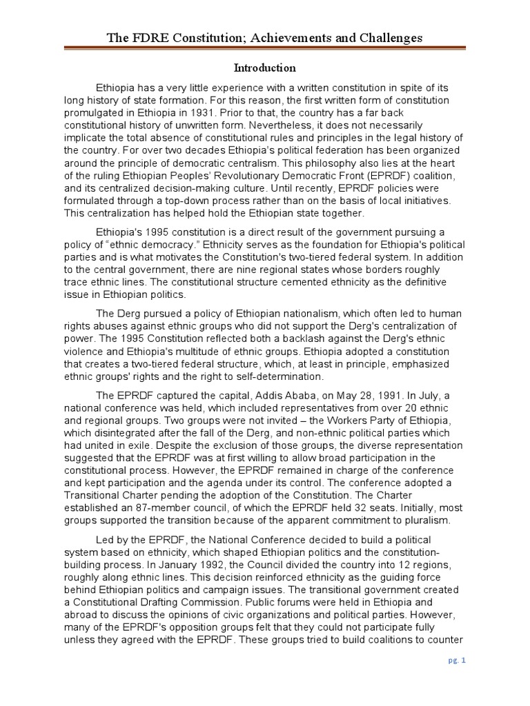 FDRE Constitution | Download Free PDF | Ethiopia | Human Rights