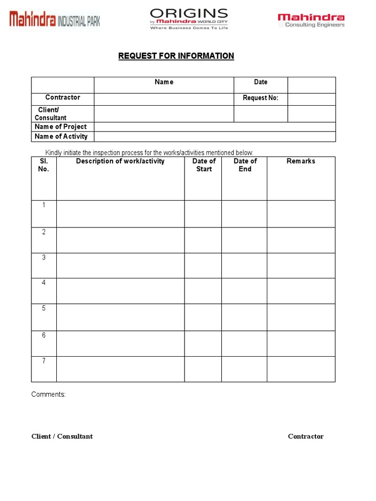 RFI Construction Template Form | PDF | Career & Growth | Business