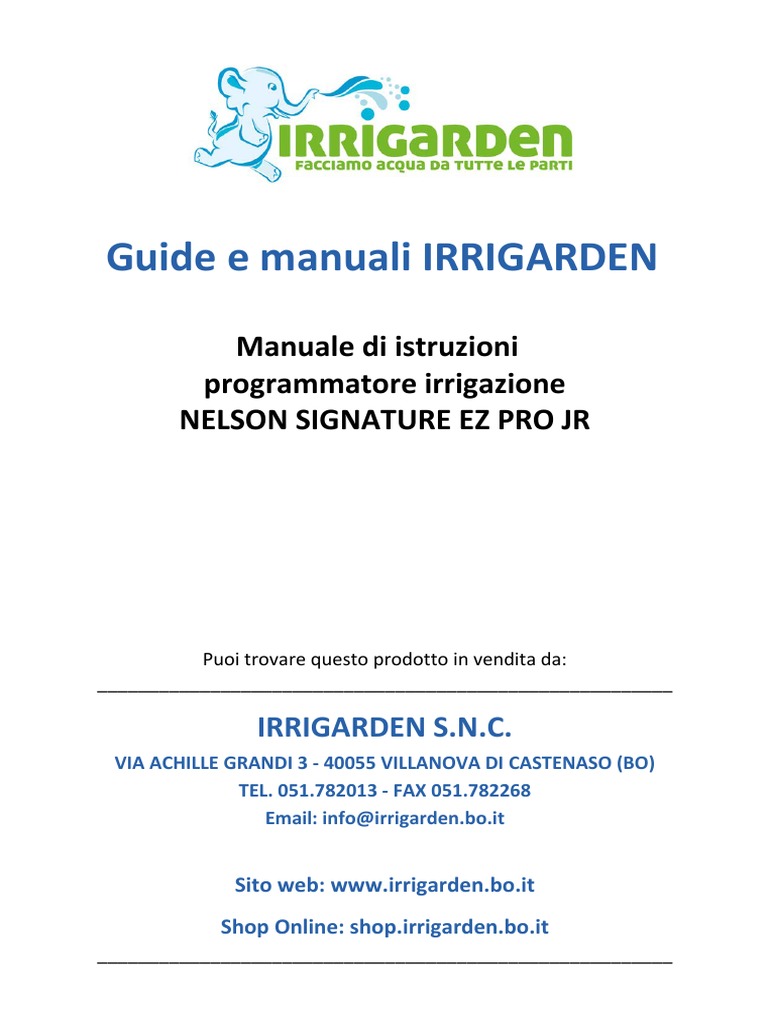 Nelson Turf EZ Pro JR 8300 Series Manuale Istruzioni PDF