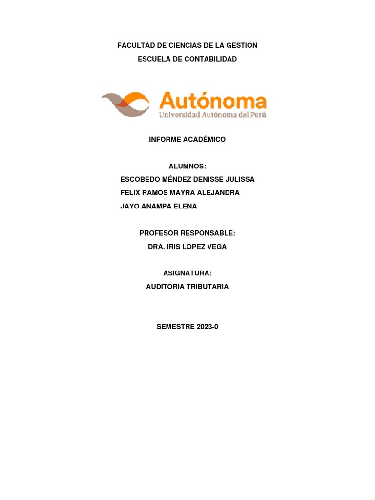 Informe Auditoria Tributaria Pdf