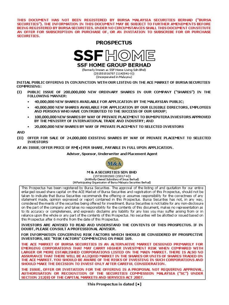 Appendix D-1 - Draft Prospectus Exposure | PDF | Initial Public Offering |  Securities (Finance)