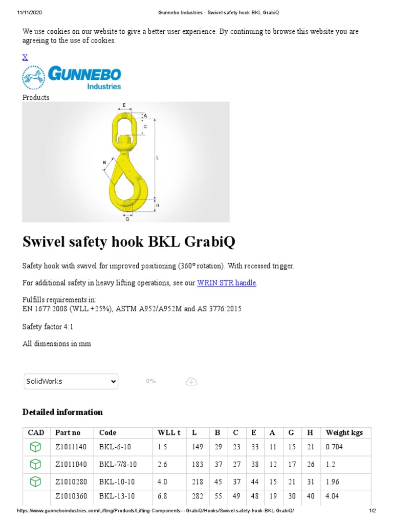 Gunnebo Swivel Safety Hook Specs | PDF