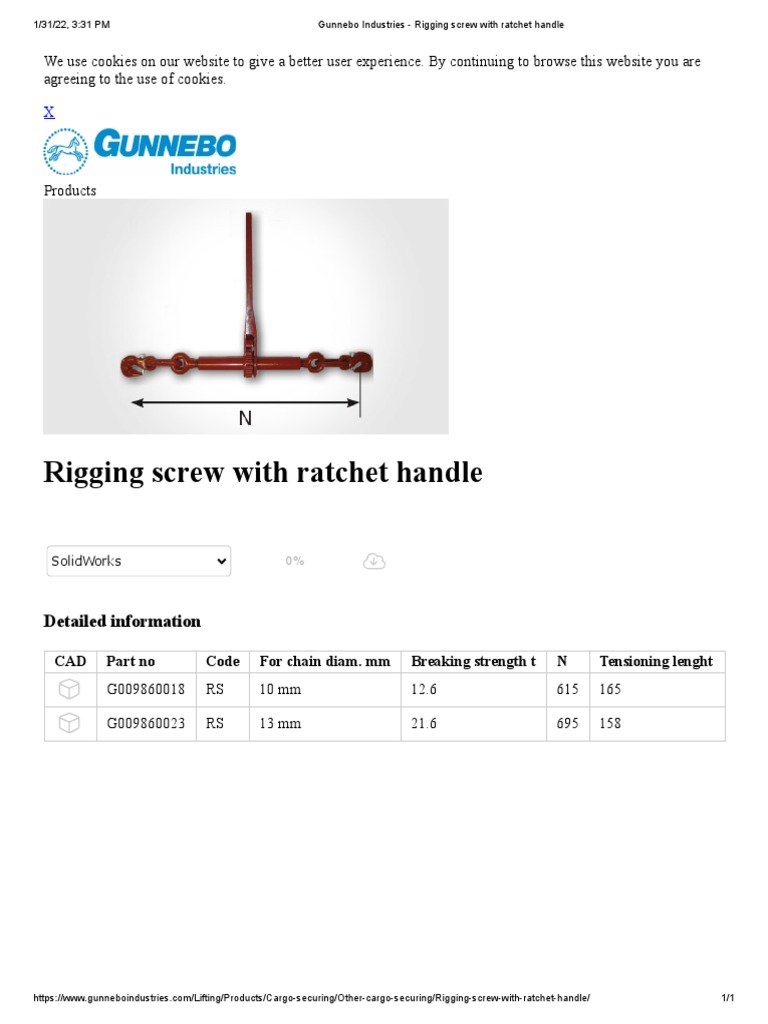 Gunnebo Industries Rigging screw with ratchet handle PDF