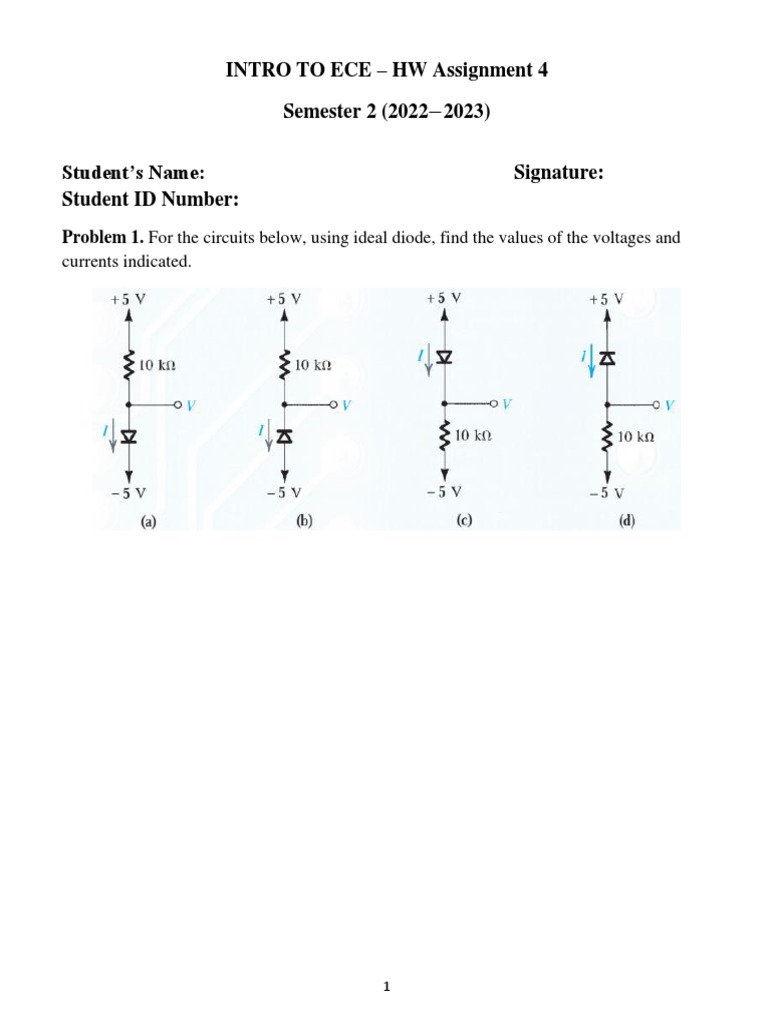 ECE Homework: Diode and BJT Analysis | PDF | Bipolar Junction ...