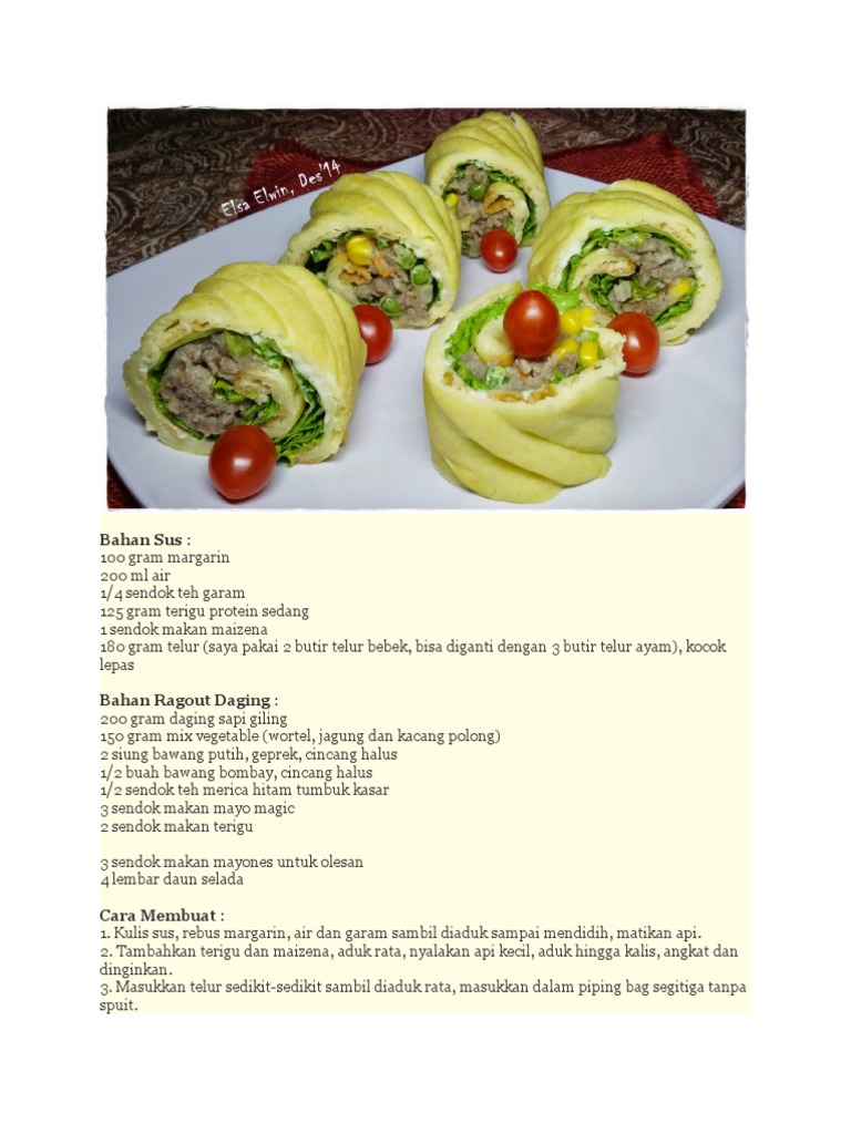 Resep Sus Ragout Daging Lezat | PDF | Memasak, Makanan, & Anggur ...