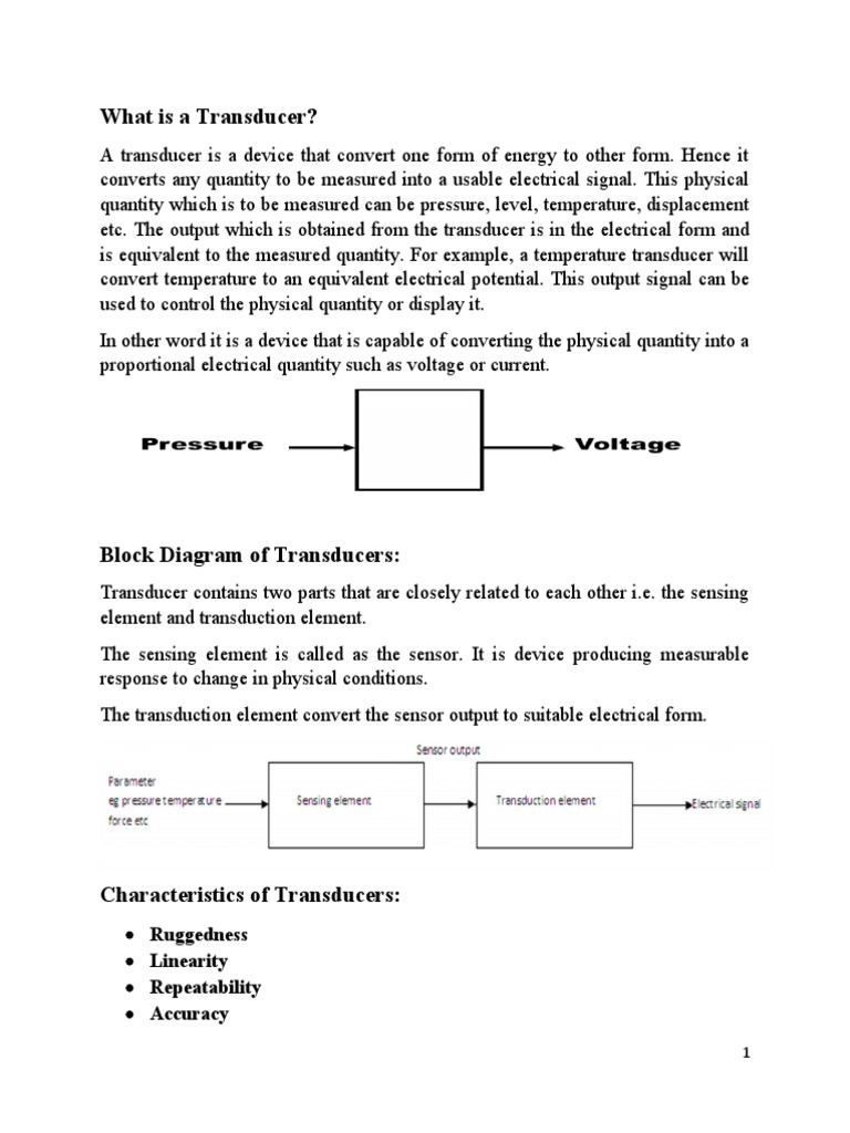 Transducer Instrumentation & Control | PDF | Sensor