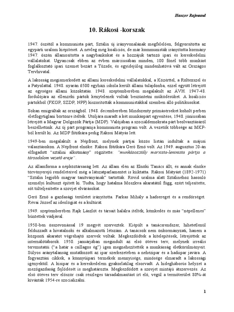 Rákosi - Korszak | PDF