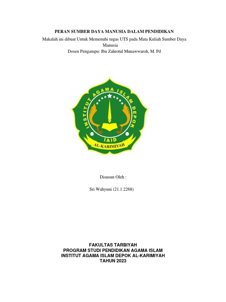 Makalah uts sdm bu sri wahyuni 4a pdf