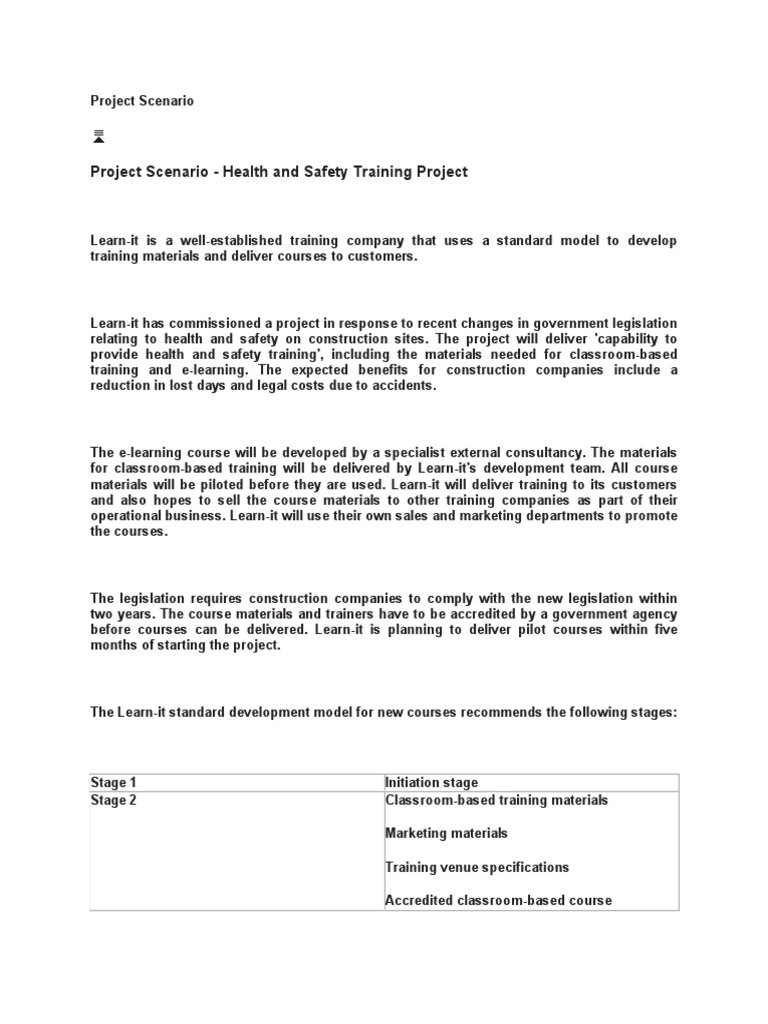 Project Scenario - Learn-IT | PDF | Safety | Occupational Safety And Health