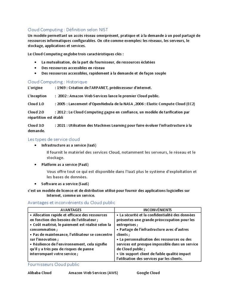 Définition et Historique du Cloud Computing | PDF | Cloud computing ...
