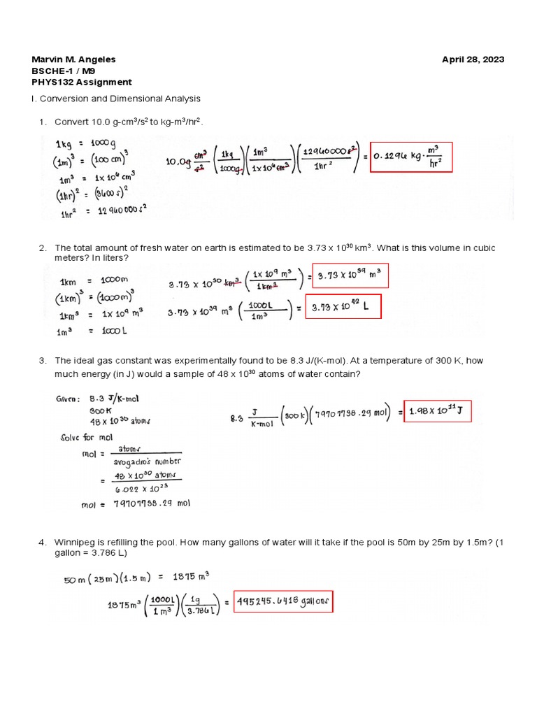 Conversion and Dimensional Analysis PDF