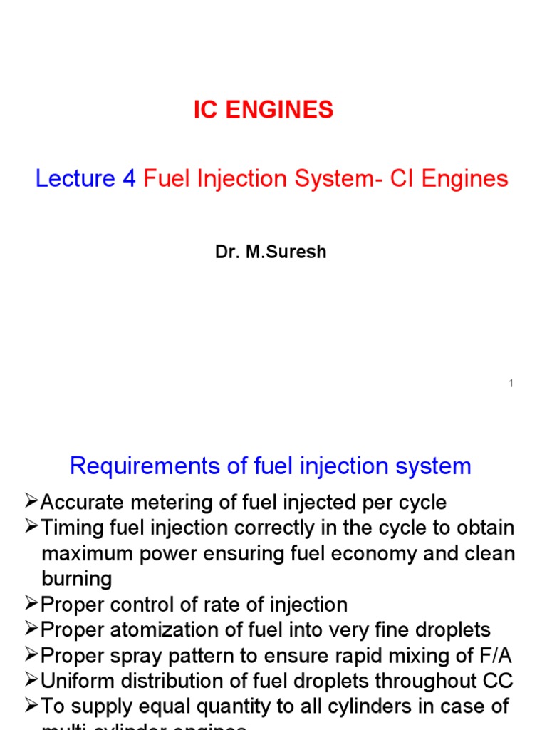 UnitIIIC EnginesLecture 4Fuel Injection Systems PDF