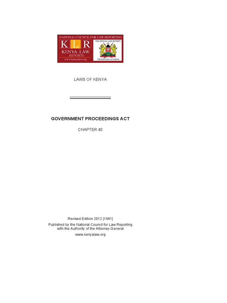 GovernmentProceedingsAct__Cap40 PDF Tort In Rem Jurisdiction