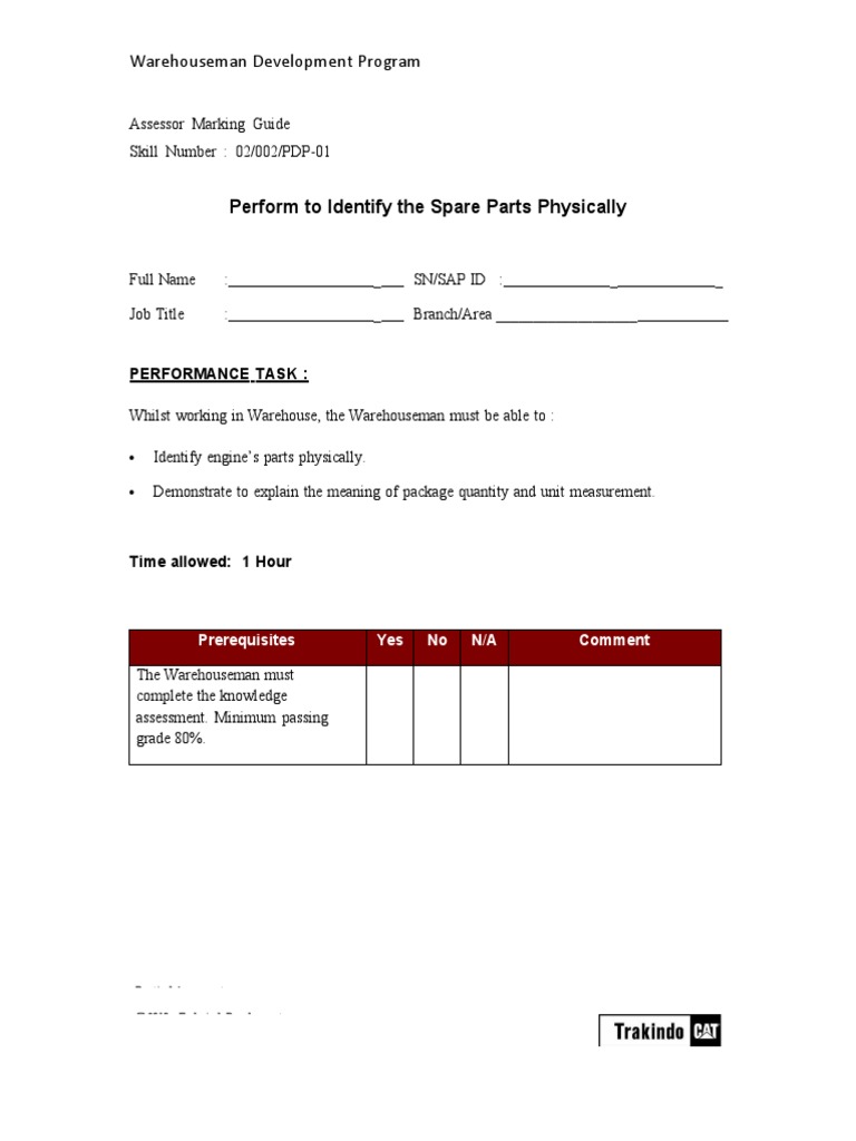 Storeman No 5 Perform to Identify Spare Parts Phisically.docx PDF