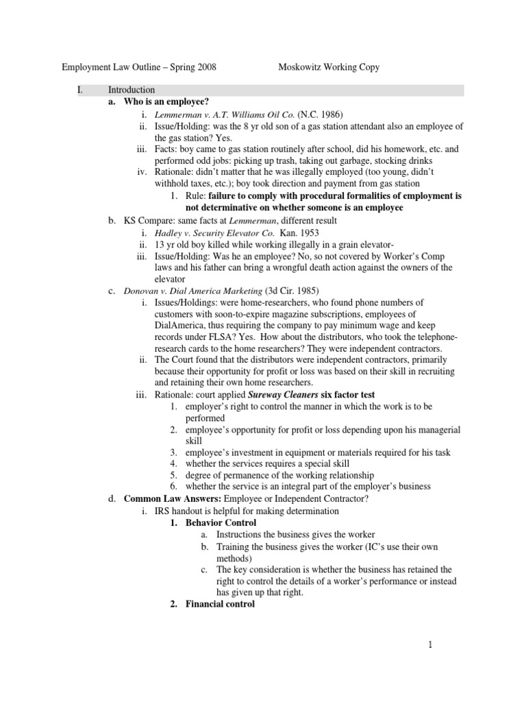 Employment law outline picture