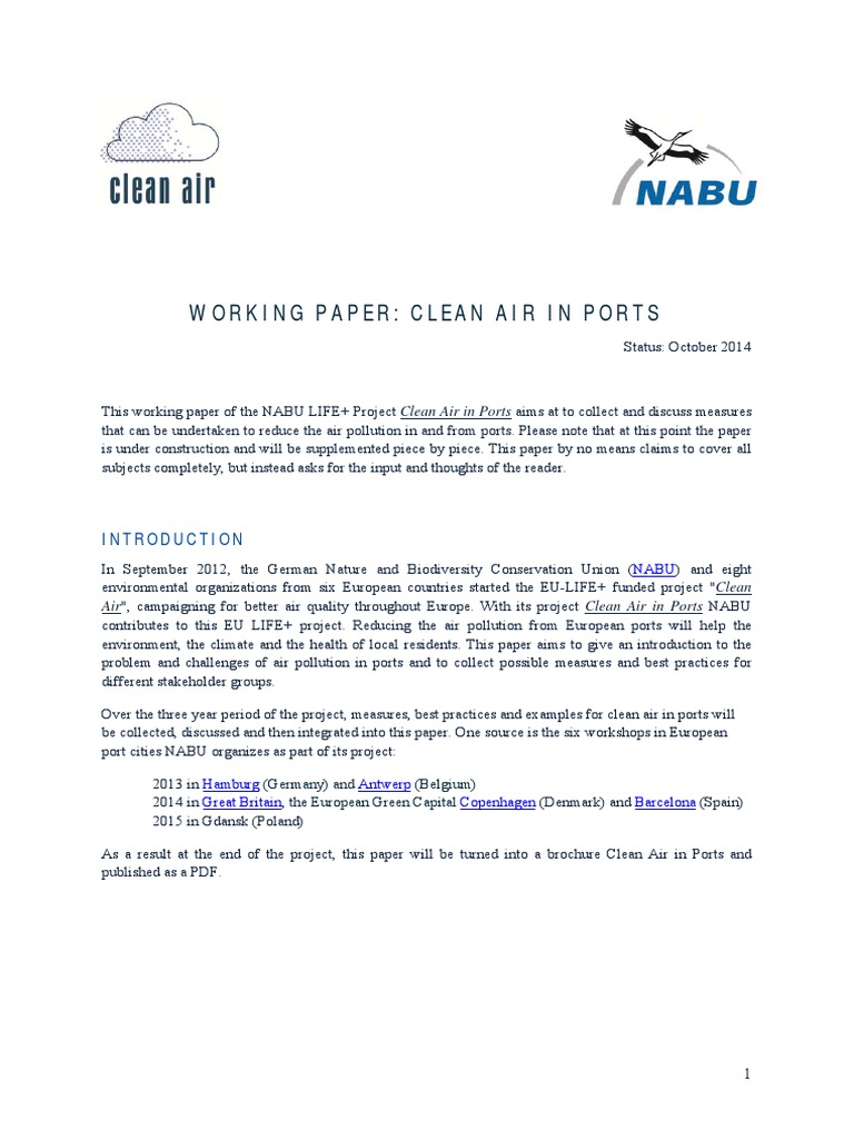 2014 Clean Air in Ports Workingpaper 4 | PDF | Particulates | Air Pollution