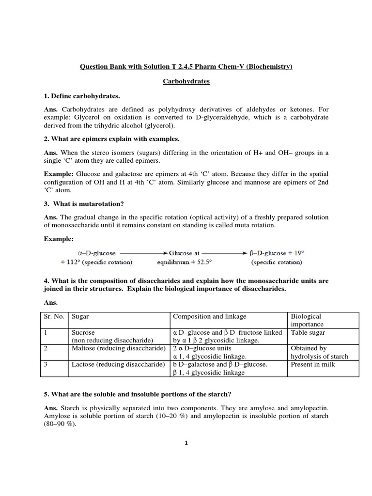 Question Bank With Solution Biochemistry Pdf Pdf Fatty Acid