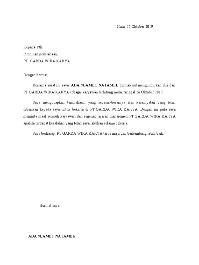 Surat Pengunduran Diri | PDF