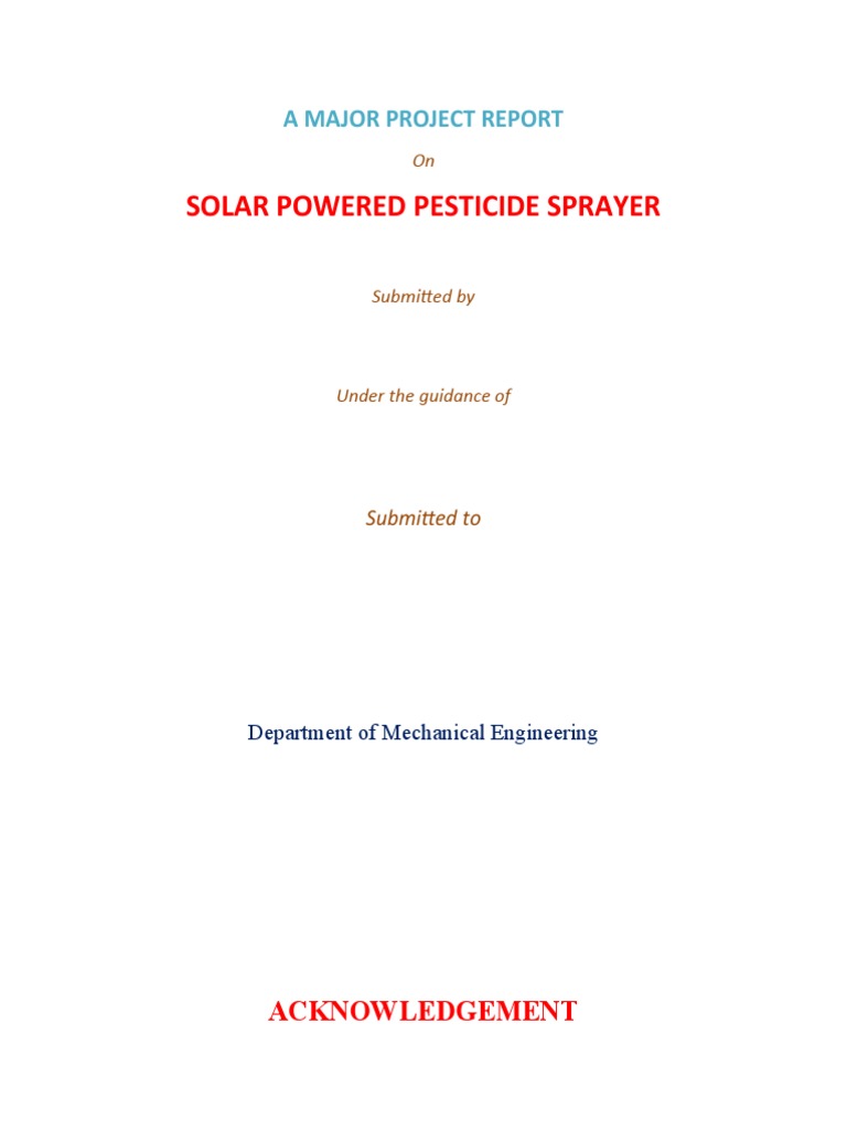 Report Solar Sprayer Manual Drive Pdf