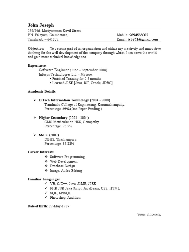 John Joseph - Software Engineer Resume | PDF | Career & Growth | Computers