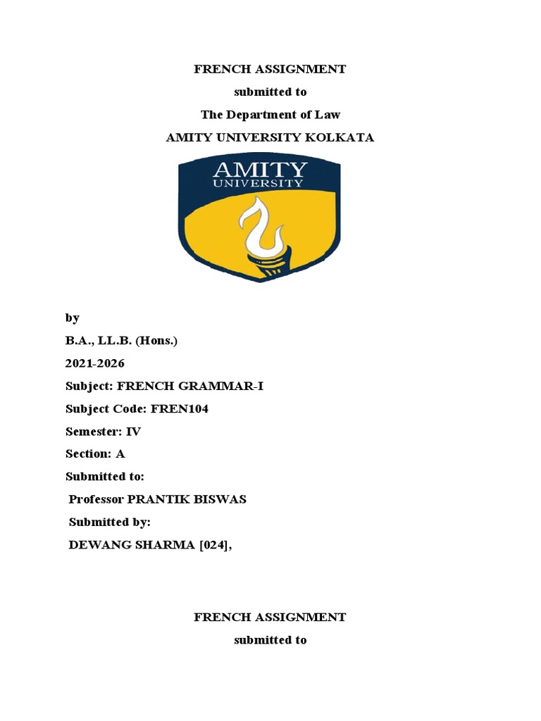 FRENCH ASSIGNMENT | PDF