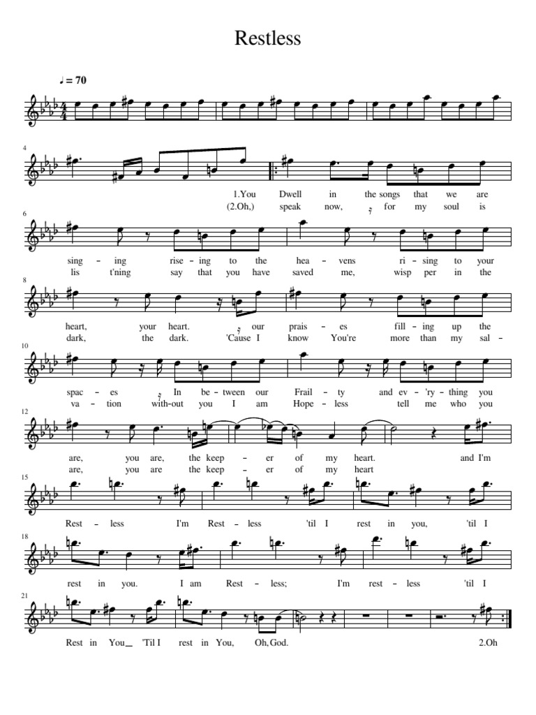 Restless Lyrics by Audrey Assad | PDF